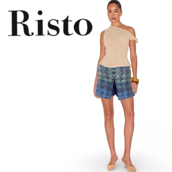 NWT Designer Risto Green/Teal Jacquard Skort Shorts w/ Pockets - Picture 1 of 16